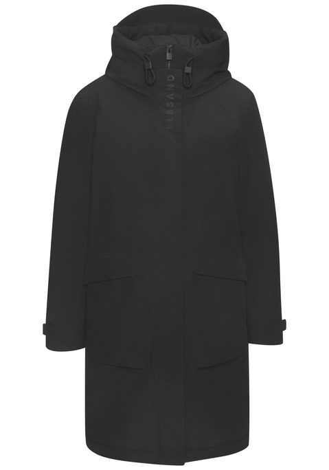 Bild: Winterjacke von Elbsand: Etwas längerer Parka von Elbsand. Stehkragen und Kapuze mit Tunnelzug zum individuellen Verstellen der Weite. Geräumige aufgesetzte Pattentaschen. Verdeckter Reißverschluss vorn. Appliziertes Logo am linken Ärmel. Optimal bei windigem, kühlem Wetter. Angenehmes Material.