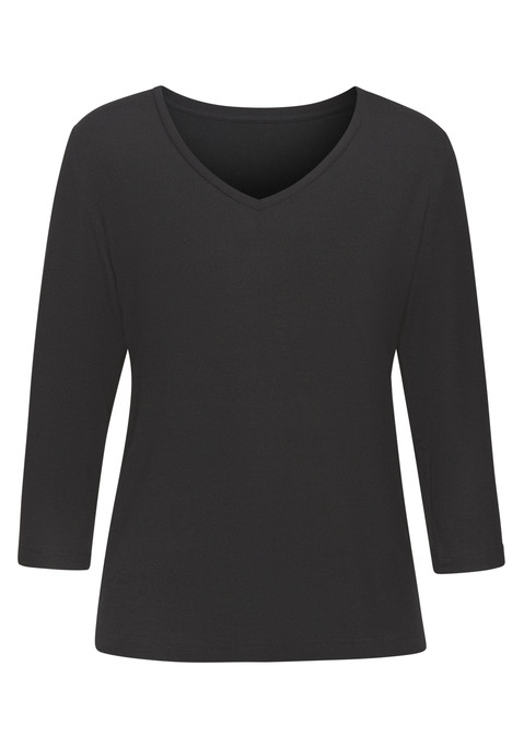 Bild: 3/4-Arm-Shirt von French Connection: Schlafshirt von French Connection. V-Ausschnitt und 3/4-Ärmel. Logoprint am linken Ärmel. Trageangenehme, fließende Viskosemischqualität.
