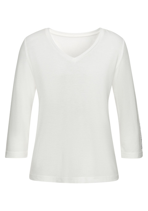 Bild: 3/4-Arm-Shirt von French Connection: Schlafshirt von French Connection. V-Ausschnitt und 3/4-Ärmel. Logoprint am linken Ärmel. Trageangenehme, fließende Viskosemischqualität.