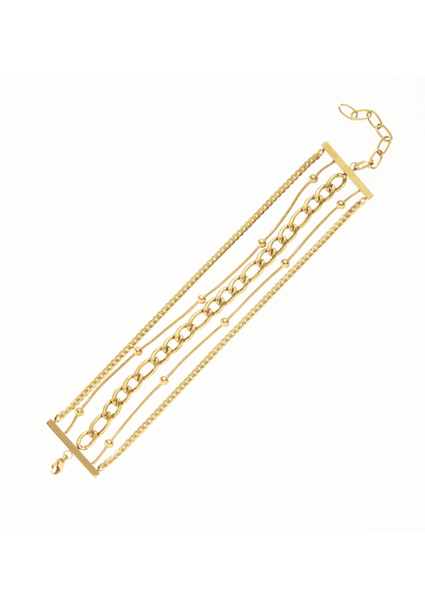 Bild: Edelstahlarmband von French Connection: French Connection Armband mit 5 Reihen. Aus Edelstahl. Länge: 16 cm + 5cm Verlängerungskette