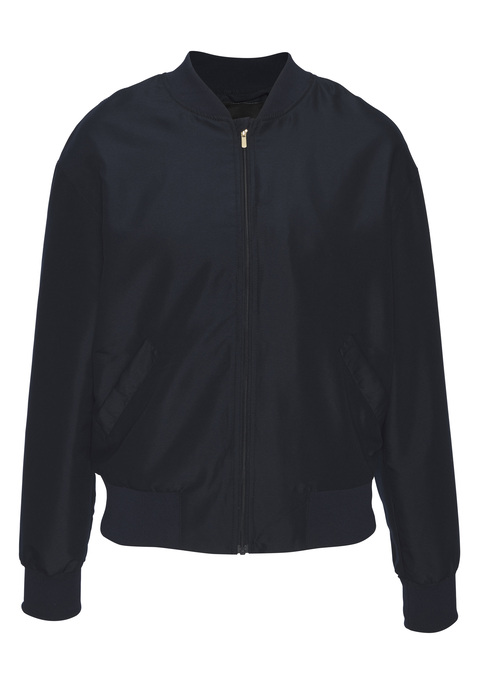 Bild: Blouson von French Connection: Blouson von French Connection. Rippstrick-Collegekragen und Rippstrick-Saumbündchen. Durchgehender 2-Wege-Reißverschluss. Pattentaschen mit Druckknopf. Figurumspielende Passform. Solider Webstoff aus 100% Baumwolle, Futter: 85% Polyester, 15% Baumwolle.