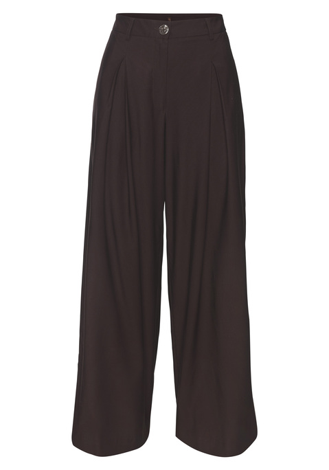 Bild: Bundfaltenhose von French Connection: Edle unifarbene Palazzohose von French Connection mit bequem weiter Beinform. Seitliche Nahttaschen für Kleinigkeiten. Knopfverschluss und Reißverschluss. Optimal zu vielen verschiedenen Looks kombinierbar. Leichte Webware aus Viskose.
