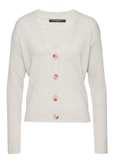Bild: Cardigan von French Connection: Lounge-Cardigan von French Connection aus weichem Rippstrick. Durchgehende Knopfleiste mit Knöpfen mit Logoprägung als schönem Detail. Lange Ärmel mit überschnittenen Schultern schaffen eine entspannte Silhouette. Hochwertige und softe Qualität aus einer Viskosemischung.