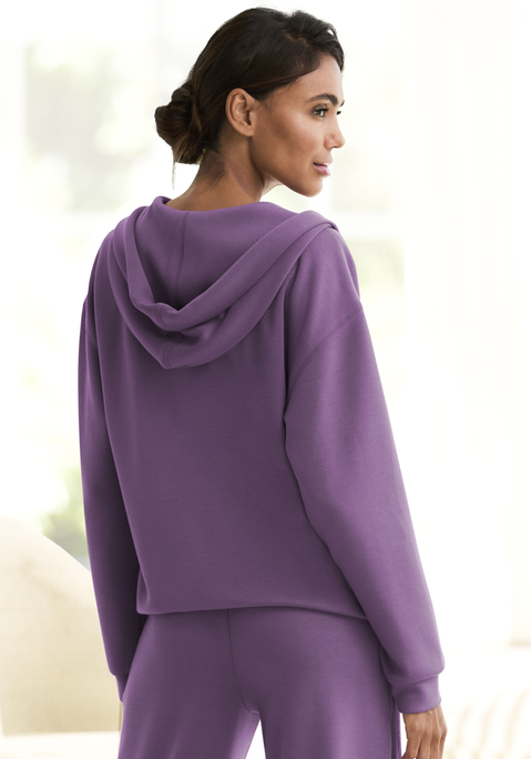 Bild: Hoodie von French Connection: Hoodie mit V-Ausschnitt von French Connection. Breiter Kragen. Elastische Bündchen an Ärmeln und Saum. Weiche, fließende Qualität.