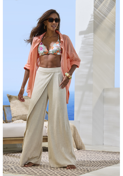 Bild: Leinenhose von French Connection: Loungewear-Hose von French Connection. Weiter Schnitt im Lagen-Look. Elastischer Bund. Luftige Qualität mit Leinenanteil.