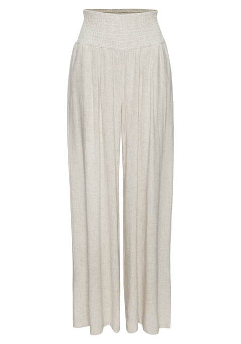 Bild: Leinenhose von French Connection: Strukturierte Leinenhose von French Connection. Highlight: der elastische, geraffte Bund. Weit geschnittene Passform. Ideal für den Basic-Look im Alltag und auch als Homewear. Schön zu engen Oberteilen. Weich fließende Viskose mit Leinenanteil.