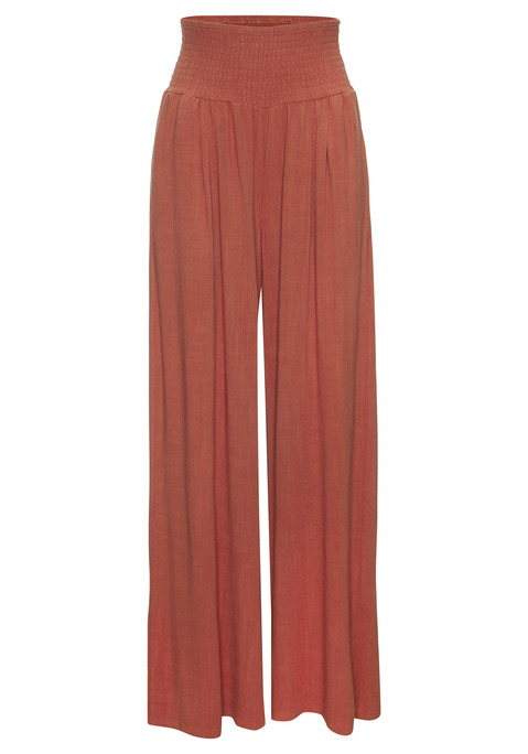 Bild: Leinenhose von French Connection: Strukturierte Leinenhose von French Connection. Highlight: der elastische, geraffte Bund. Weit geschnittene Passform. Ideal für den Basic-Look im Alltag und auch als Homewear. Schön zu engen Oberteilen. Weich fließende Viskose mit Leinenanteil.