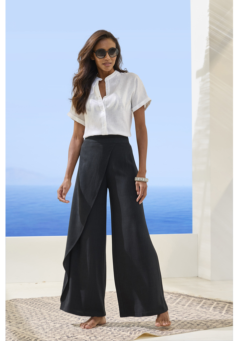 Bild: Leinenhose von French Connection: Loungewear-Hose von French Connection. Weiter Schnitt im Lagen-Look. Elastischer Bund. Luftige Qualität mit Leinenanteil.