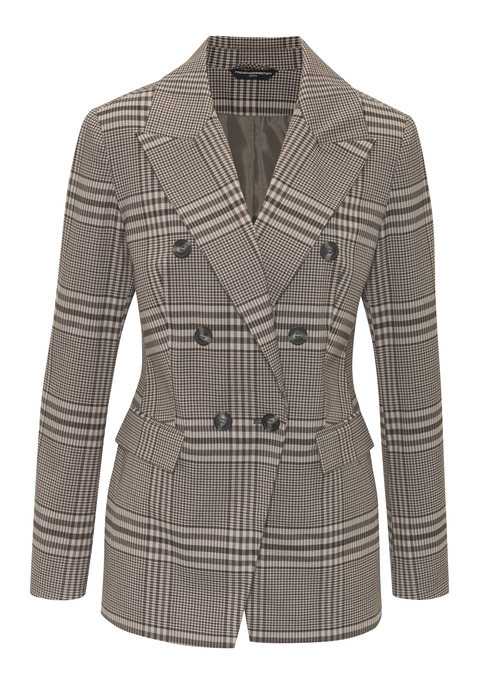 Bild: Longblazer von French Connection: Modischer Blazer von French Connection im Karodesign. Reverskragen, Knöpfe in Hornoptik und Klappentaschen sorgen für einen klassischen Look. Ideal fürs Büro wie für festliche Anlässe. Gefütterte Qualität.