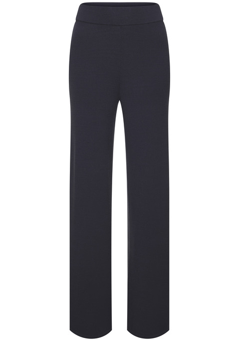Bild: Loungehose von French Connection: Strickhose von French Connection in Uni-Optik mit weitem Bein und breitem, elastischem Bund. Glatt gestrickte Qualität mit hohem Viskoseanteil.