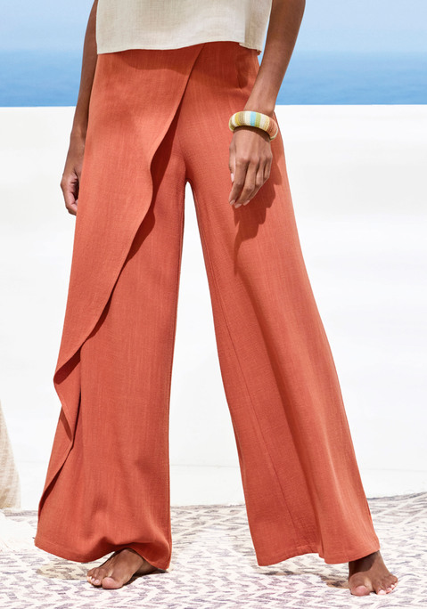 Bild: Loungehose von French Connection: Loungewear-Hose von French Connection. Weiter Schnitt im Lagen-Look. Elastischer Bund. Luftige Qualität mit Leinenanteil.