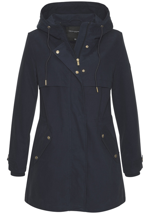 Bild: Outdoorjacke von French Connection: Kurzmantel von French Connection. Tunnelzugkapuze mit hoch geschlossener Front. Zipper-Taschen mit Druckknopfpatten. Durchgehender Reißverschluss mit Blende. Regulierbare Ärmelsäume. Gerade Passform mit Tunnelzug auf Taillenhöhe. Solider Webstoff aus 100% Baumwolle, Futter: 85% Polyester, 15% Baumwolle