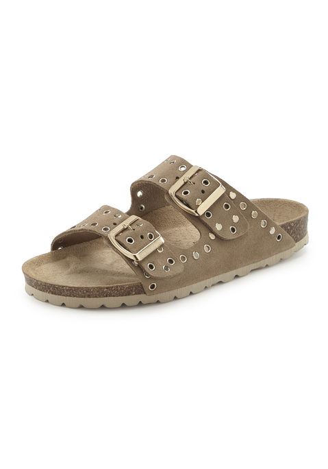 Bild: Pantolette von French Connection: Made in Spain. Obermaterial und Decksohle aus Rindsleder. Laufsohle aus Synthetik.