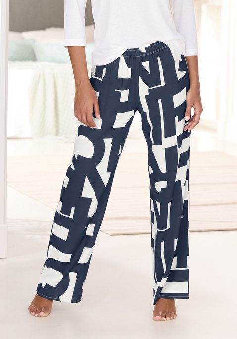Bild: Pyjamahose von French Connection: Raffiniert designte Pyjamahose von French Connection. Abstraktes Allovermuster. Weites Bein. Gummizugbund. Gewebte Hemdenqualität aus Viskose.