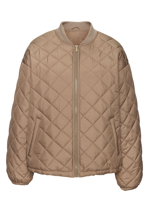 Bild: Steppjacke von French Connection: Modische Steppjacke von French Connection. Mit geripptem Stehkragen. Lange Ärmel mit weit geschnittenen Schultern und drapierter Saum mit Gummizug für einen modernen Fit. Goldfarbener Reißverschluss im Vorderteil sowie Weblabel an der linken Seite. Wärmendes Material.