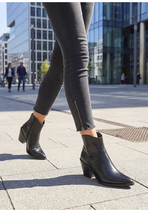 Bild: Stiefelette von French Connection: Absatzhöhe 7cm. Obermaterial aus Schafsleder. Futter aus Textil und Lederimitat. Decksohle aus Lederimitat. Laufsohle aus Synthetik.