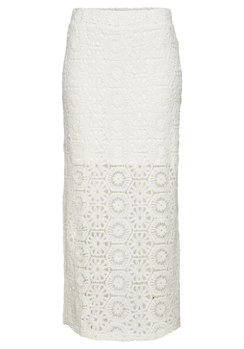 Bild: Strickrock von French Connection: Figurbetonter, langer Rock von French Connection aus leicht transparentem Strick mit grafischem Muster. Mit kurzem Unterrock aus weichem Jersey und elastischem Bund. Ideal zum Top oder Bikinioberteil. Softe Strickqualität aus reiner Baumwolle.