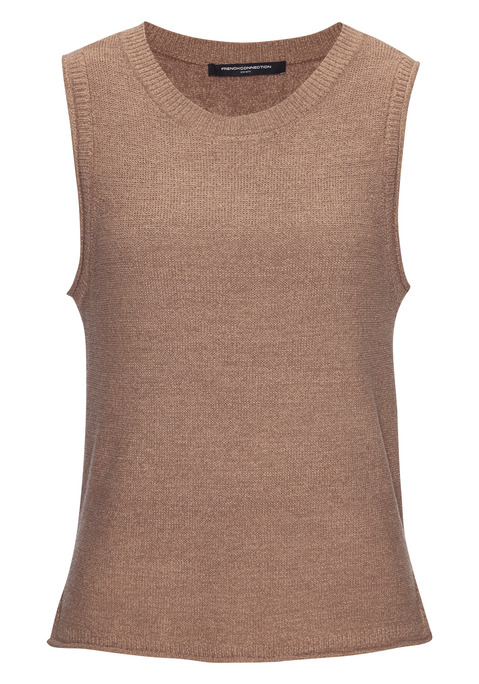 Bild: Stricktop von French Connection: Unifarbenes Top von French Connection mit Rundhalsausschnitt. Leichter Strick aus Bändchengarn mit Rollkanten an den Rippstrickabschlüssen. Kleine Seitenschlitze am Saum. Figurumspielende Passform für viel Komfort und Luftigkeit. Weiches Material.