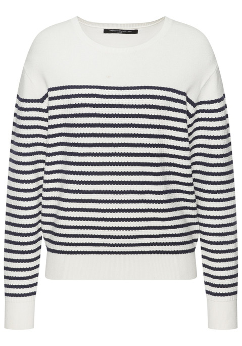 Bild: Sweater von French Connection: Gestreifter Strickpullover von French Connection mit Rundhalsausschnitt, langen Ärmeln mit Rippbündchen und geripptem Saum. Strickstruktur aus Viskosemischung.