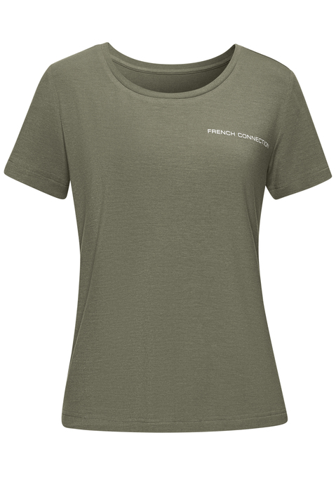 Bild: T-Shirt von French Connection: Unifarbenes Schlafshirt von French Connection. Kleiner Logoprint auf der Brust. Rundhalsausschnitt. Kurze Ärmel. Weiche Single Jersey Ware aus Viskosemischung.