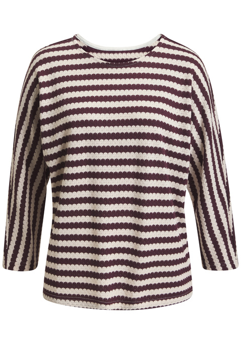 Bild: 3/4-Arm-Shirt von H.I.S: 3/4-Arm-Shirt von H.I.S im maritim anmutenden Wellenstreifen-Look. Lässige Passform mit überschnittenen Ärmel für viel Komfort. Sieht gut zu Jeans-Outfits aus. Für Freizeit, Alltag und Urlaub. Weiche Strukturqualität mit Baumwollanteil.