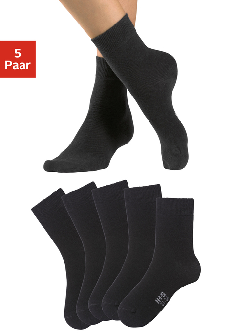 Bild: Basicsocken von H.I.S: Unisex-Basic-Socken im 5er-Pack von H.I.S mit weichem druckfreiem Bündchen. Ideal auch für Diabetiker geeignet. Hautfreundliche Baumwollmischung.