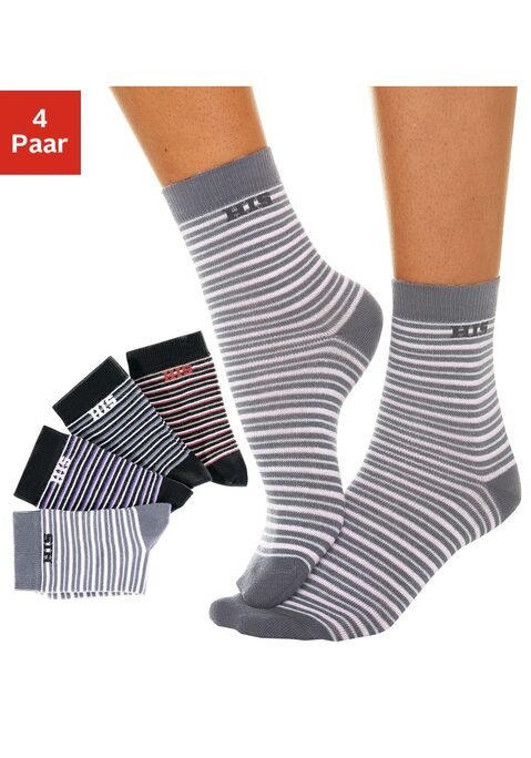 Bild: Basicsocken von H.I.S: Markensocken für Ihren modischen Auftritt! Ob geringelt oder uni sind sie das perfekte Accessoire. Die anschmiegsame Drei-Faser-Qualität garantiert optimale Passform, dauerhafte Farbbrillanz und ein gleichmäßiges Maschenbild. Der hohe Baumwollanteil macht diese Socken saugfähig, die verstärkten Belastungszonen sorgen für Langlebigkeit. Mit dem eingestrickten Markenlogo unter dem Bündchen betonen sie eine Erstklassigkeit, die einfach immer gut aussieht! Details:. Socken im 4er Pack. anschmiegsam und hautfreundlich. pflegeleichter Materialmix. geringelt oder unifarben. hautfreundlich, schadstoffgeprüft. 79% Baumwolle, 19% Polyamid, 2% Elasthan. Maschinenwäsche.
