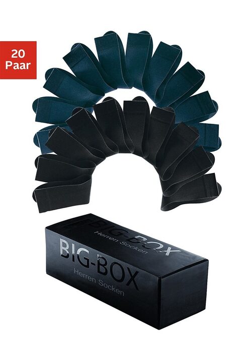Bild: Businesssocken von H.I.S: Diese Big-Box ist ein Geschenk! Mit 20 Paar Socken von Cotton Republic ist das persönliche Sockensortiment perfekt. Und dank der praktischen wie dekorativen Sockenbox ist der 20er-Pack Socken auch ein ideales Mitbringsel. Die hochwertige und pflegeleichte Markenqualität aus elastischer Baumwollmischung ist für den täglichen Gebrauch bestens geeignet. Spitze und Ferse sind für besondere Langlebigkeit verstärkt und das gleichmäßige Maschenbild überzeugt auch nach vielen Wäschen. Mit dem 20er-Pack Socken in der schönen Big-Box von Cotton Republic hat man für Business und Freizeit immer den passenden Begleiter parat.