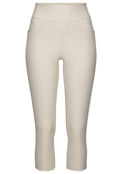 Bild: Caprihose von H.I.S: In moderner Capri-Länge: Jeggings von H.I.S mit bequemem Schlupfhosenbund. Zwei praktische Gesäßtaschen. Für Freizeit und Sport. Sitzt wie eine zweite Haut dank des elastischen Materials.