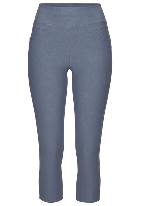 Bild: Caprihose von H.I.S: In moderner Capri-Länge: Jeggings von H.I.S mit bequemem Schlupfhosenbund. Zwei praktische Gesäßtaschen. Für Freizeit und Sport. Sitzt wie eine zweite Haut dank des elastischen Materials.