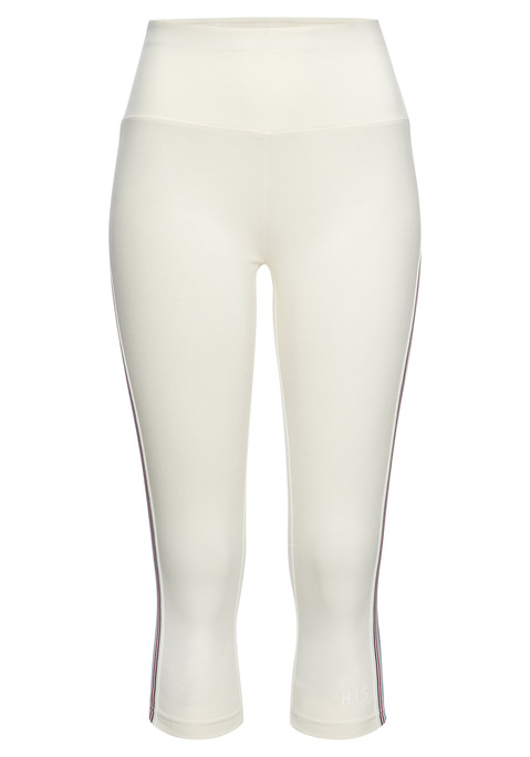 Bild: Caprileggings von H.I.S: Eng anliegende Performance-Caprileggings von H.I.S mit breitem, bequemem Bund. Markantes Detail: das Streifen-Tape entlang der Hosenbeine. Optimal für Sport und Fitness, aber auch als Homewear oder Basic tragbar. Single-Jersey aus elastischer Baumwolle.