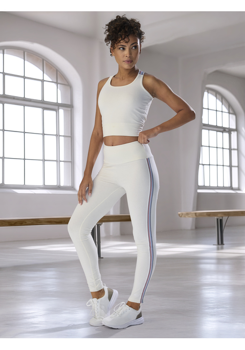 Bild: Leggings von H.I.S: Weiche Leggings von H.I.S mit Streifentape entlang der Hosenbeine. Breiter, bequemer Bund für optimalen Halt. Ideal geeignet für Sportmode, Homewear und als Basic. Elastischer Single-Jersey aus Baumwolle.