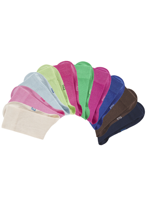 Bild: Freizeitsocken von H.I.S: Die Unisex-Socken im 10-er Pack überzeugen durch ihre frischen, modischen Farben. Die verstärkte Ferse und Spitze garantieren zudem Langlebigkeit. Obermaterial: 76% Baumwolle (Bio-Baumwolle), 23% Polyamid, 1% Elasthan