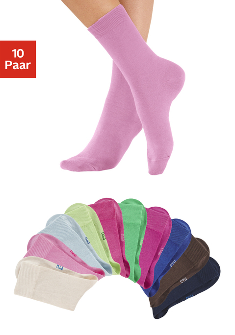 Bild: Freizeitsocken von H.I.S: Die Unisex-Socken im 10-er Pack überzeugen durch ihre frischen, modischen Farben. Die verstärkte Ferse und Spitze garantieren zudem Langlebigkeit. Obermaterial: 76% Baumwolle (Bio-Baumwolle), 23% Polyamid, 1% Elasthan