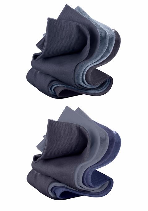 Bild: Freizeitsocken von H.I.S: Die Unisex-Socken im 10-er Pack überzeugen durch ihre frischen, modischen Farben. Die verstärkte Ferse und Spitze garantieren zudem Langlebigkeit. Obermaterial: 76% Baumwolle (Bio-Baumwolle), 23% Polyamid, 1% Elasthan