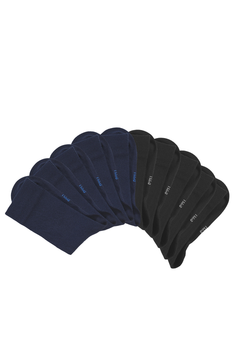Bild: Freizeitsocken von H.I.S: Die Unisex-Socken im 10-er Pack überzeugen durch ihre frischen, modischen Farben. Die verstärkte Ferse und Spitze garantieren zudem Langlebigkeit. Obermaterial: 76% Baumwolle (Bio-Baumwolle), 23% Polyamid, 1% Elasthan