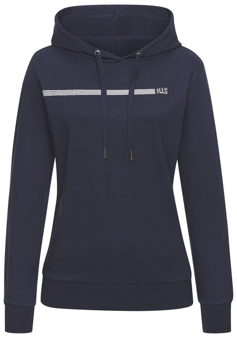 Bild: Hoodie von H.I.S: Relaxter Hoodie von H.I.S mit modischem Streifenprint. Mit Kapuze mit Tunnelzug. Elastische Bündchen am Saum. Weiches, elastisches Interlock-Material aus einer Baumwollmischung.