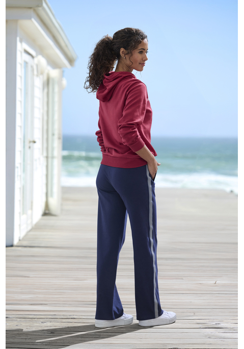Bild: Hoodie von H.I.S: Relaxter Hoodie von H.I.S mit modischem Streifenprint. Mit Kapuze mit Tunnelzug. Elastische Bündchen am Saum. Weiches, elastisches Interlock-Material aus einer Baumwollmischung.