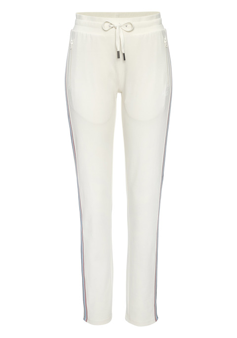 Bild: Jogginghose von H.I.S: Sportliche Jogginghose von H.I.S. Highlight: der seitliche Tapestreifen. Elastisches Rippbündchen mit Kordelzug. Seitliche Reißverschlusstaschen. Körpernahe Passform. Ideal für sportliche Aktivitäten, Casualmode oder Homewear. Hergestellt aus weicher Interlockware mit Baumwollanteil.
