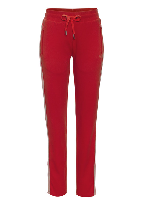 Bild: Jogginghose von H.I.S: Sportliche Jogginghose von H.I.S. Highlight: der seitliche Tapestreifen. Elastisches Rippbündchen mit Kordelzug. Seitliche Reißverschlusstaschen. Körpernahe Passform. Ideal für sportliche Aktivitäten, Casualmode oder Homewear. Hergestellt aus weicher Interlockware mit Baumwollanteil.