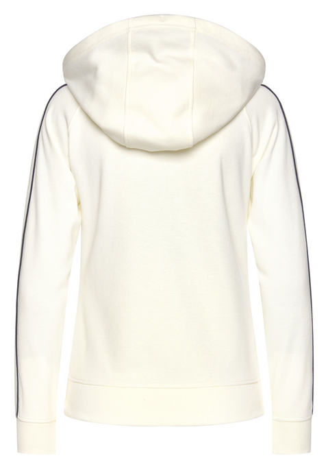 Bild: Kapuzensweatjacke von H.I.S: H.I.S sportlich Kapuzenjacke mit Bindeband. Piping entlang der Arme. Praktische Eingrifftaschen.