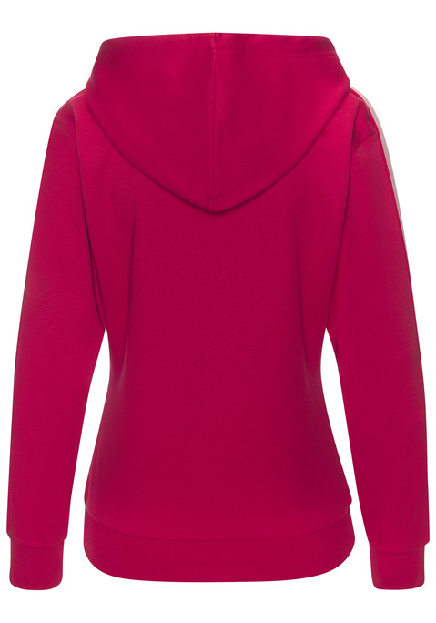 Bild: Kapuzensweatjacke von H.I.S: Sportliche Sweatjacke von H.I.S. Hervorgehoben: der seitliche Tapestreifen an den Ärmeln. Seitliche Leistentaschen und breite, weiche Rippbündchen. Aus elastischem Sweat-Material gefertigt.