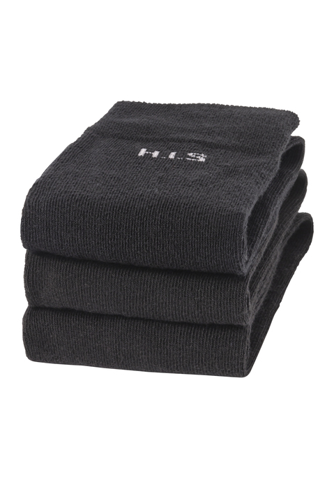 Bild: Kniestrümpfe von H.I.S: Tolle Basic-Kniestrümpfe für jede Gelegenheit. Hochwertige Qualität für Beruf oder Freizeit. Mit diesem Kniestrumpf wird jeder Tag zum Vergnügen. Das speziell konstruierte Bündchen ohne einschneidendes Gummi sorgt für erstklassigen Sitz ohne Einzuschneiden und vermeidet Druckstellen. Anschmiegsames, atmungsaktives und hautfreundliches Material, mit hohem Baumwoll-Anteil sorgt für ein angenehmes Fußklima. Mit verstärkten Belastungszonen für optimale Haltbarkeit. In strapazierfähiger Qualität - langlebig und pilling resistent. Sie erhalten 3 Paar. in verschiedenen Farb-Soritmenten oder nur in schwarz erhältlich. hervorragende Passform druch Einsatz von Elasthan. beständige Qualität auch nach mehreren Wäschen. gleichmäßiges Maschenbild.