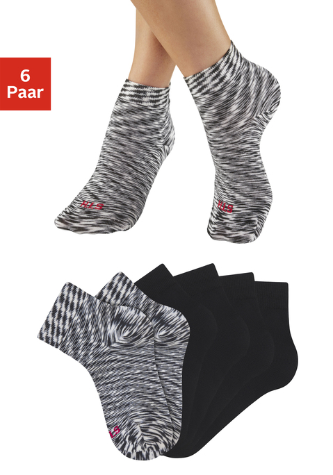 Bild: Kurzsocken von H.I.S: Klassische Basic-Kurzsocken von H.I.S im 3er-Pack. Einfarbige und melierte Ausführungen in einer Packung. Weiches, breiteres Rippbündchen für einen druckfreien Sitz. Elastische Baumwollmischung.