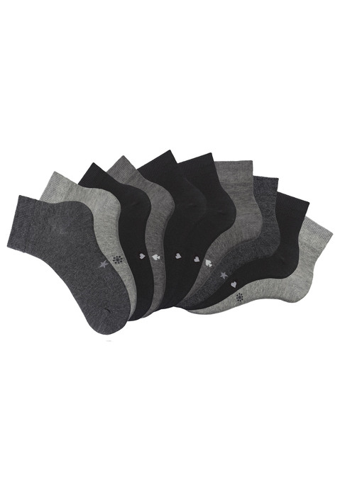 Bild: Kurzsocken von H.I.S: Kurzsocken von H.I.S. in der 10er-Großpackung. Mit eingestrickten kleinen Symbolen unter der Sohle für leichteres Sortieren nach der Wäsche. Ideal als Freizeit und Business-Kurzsocke zu tragen.