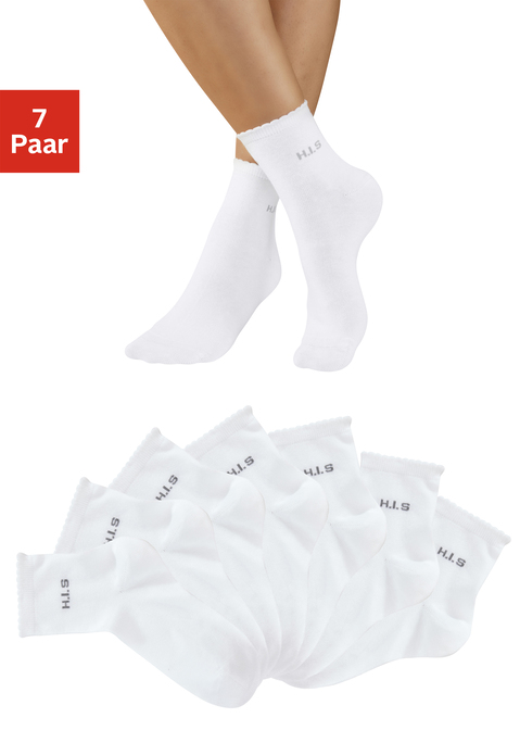 Bild: Kurzsocken von H.I.S: <h3>Kurzsocken für höchsten Komfort</h3>
<p>
Die <strong>H.I.S</strong>-Kurzsocken im 7er-Pack bieten durch ihren besonderen Schnitt und das gewellte, druckfreie Bündchen ein unvergleichliches Tragegefühl. Diese Socken zeichnen sich durch ihre schlichte Eleganz aus und sind die perfekte Wahl für Modebewusste, die Wert auf Komfort und Stil legen.
</p>

<h4>Qualität und Pflegeleichtigkeit</h4>
<p>
Die elastische Passform sorgt dafür, dass die Socken optimal sitzen und nicht verrutschen. Hergestellt aus einer pflegeleichten Mischung, sind sie ideal für den täglichen Gebrauch. Einfach in der Maschine waschen und sie sind bereit für den nächsten Einsatz. Der unifarbene Melange-Look bietet zahlreiche Kombinationsmöglichkeiten für jedes Outfit.
</p>

<h4>Vielseitige Styling-Möglichkeiten</h4>
<p>
Die Kurzsocken eignen sich hervorragend für diverse Anlässe, sei es in der Freizeit oder beim Sport. Sie lassen sich perfekt mit Sneakern oder Ballerinas kombinieren und sind die ideale Wahl für entspannte Tage im Park oder beim Work-out im Fitnessstudio. Auch beim Joggen oder Laufen bieten sie den nötigen Komfort und Halt. Accessoires wie lässige Caps oder sportliche Rucksäcke ergänzen den Look ideal.
</p>

<p>Mit diesen Kurzsocken von <strong>H.I.S</strong> wird jeder Schritt zum Genuss – jetzt zugreifen und wohlfühlen!</p>