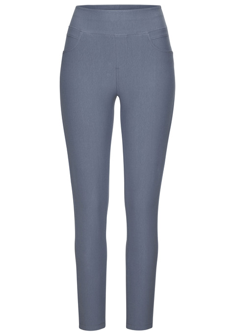 Bild: Leggings von H.I.S: Unifarbene Jeggings von H.I.S mit bequemem breiten Schlupfhosenbund. Zwei Gesäßtaschen für Kleinigkeiten. Sitzt wie eine zweite Haut. Vielseitig kombinierbar. Elastisches Material mit guter Passform.