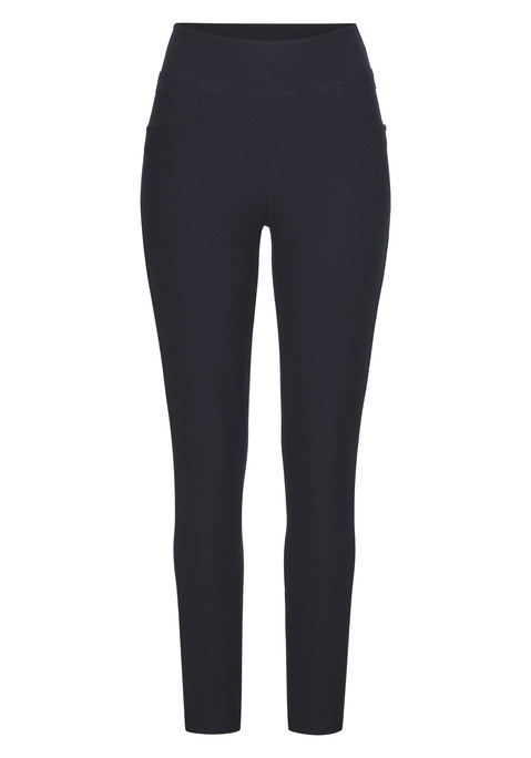 Bild: Leggings von H.I.S: Unifarbene Jeggings von H.I.S mit bequemem breiten Schlupfhosenbund. Zwei Gesäßtaschen für Kleinigkeiten. Sitzt wie eine zweite Haut. Vielseitig kombinierbar. Elastisches Material mit guter Passform.
