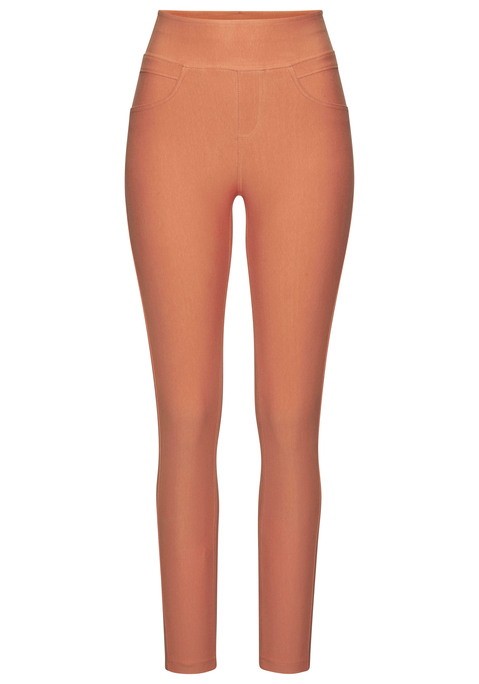 Bild: Leggings von H.I.S: Unifarbene Jeggings von H.I.S mit bequemem breiten Schlupfhosenbund. Zwei Gesäßtaschen für Kleinigkeiten. Sitzt wie eine zweite Haut. Vielseitig kombinierbar. Elastisches Material mit guter Passform.