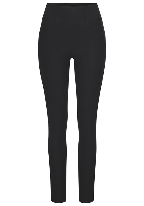 Bild: Leggings von H.I.S: Unifarbene Jeggings von H.I.S mit bequemem breiten Schlupfhosenbund. Zwei Gesäßtaschen für Kleinigkeiten. Sitzt wie eine zweite Haut. Vielseitig kombinierbar. Elastisches Material mit guter Passform.